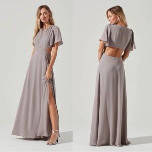 Astr Elegant Gray Maxi Dress